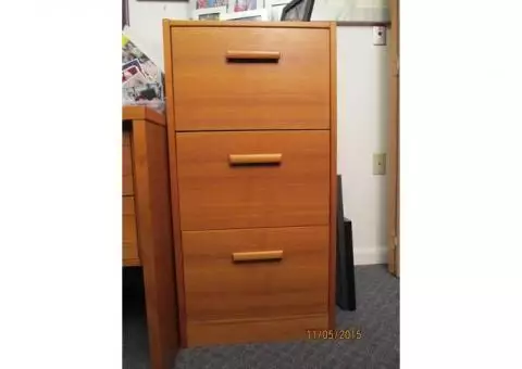 3 drawer teak file cabinet