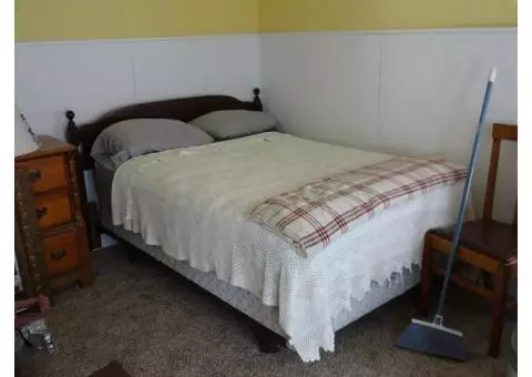 Full size bed, frame, box spring and mattress